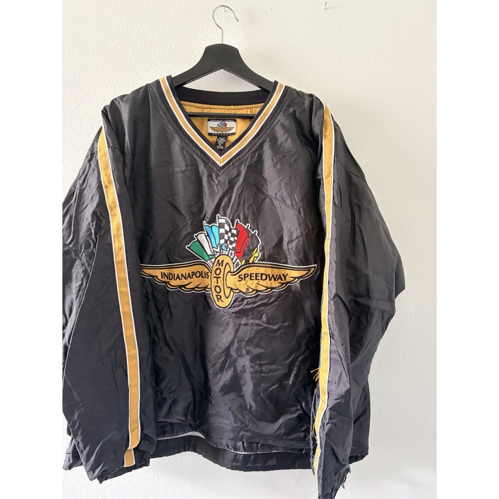 Vintage Indianapolis Motor Speedway Windbreaker Jacket Mens XL Black Pullover